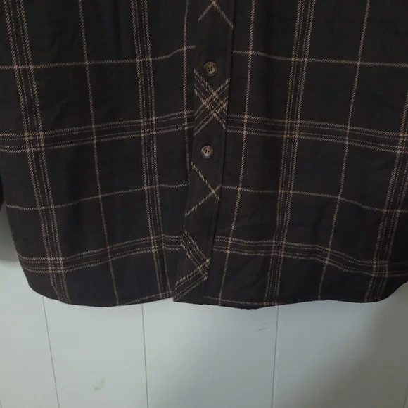 Levi Strauss &Co Mens Flannel Shirt Jacket Brown Plaid Quilt Lining Size M